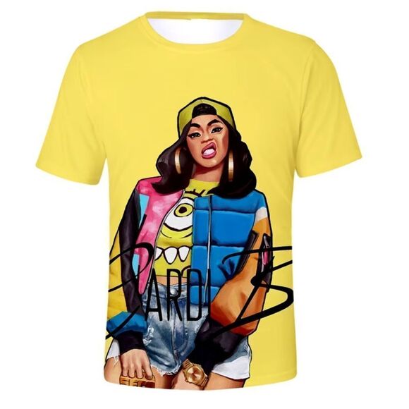Unisex Cardi B T-Shirt XS Yellow NWT - Picture 6 of 6